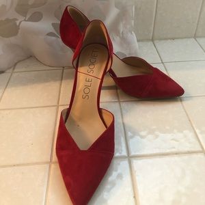 Sole society red suede D’orsay heels - worn once!